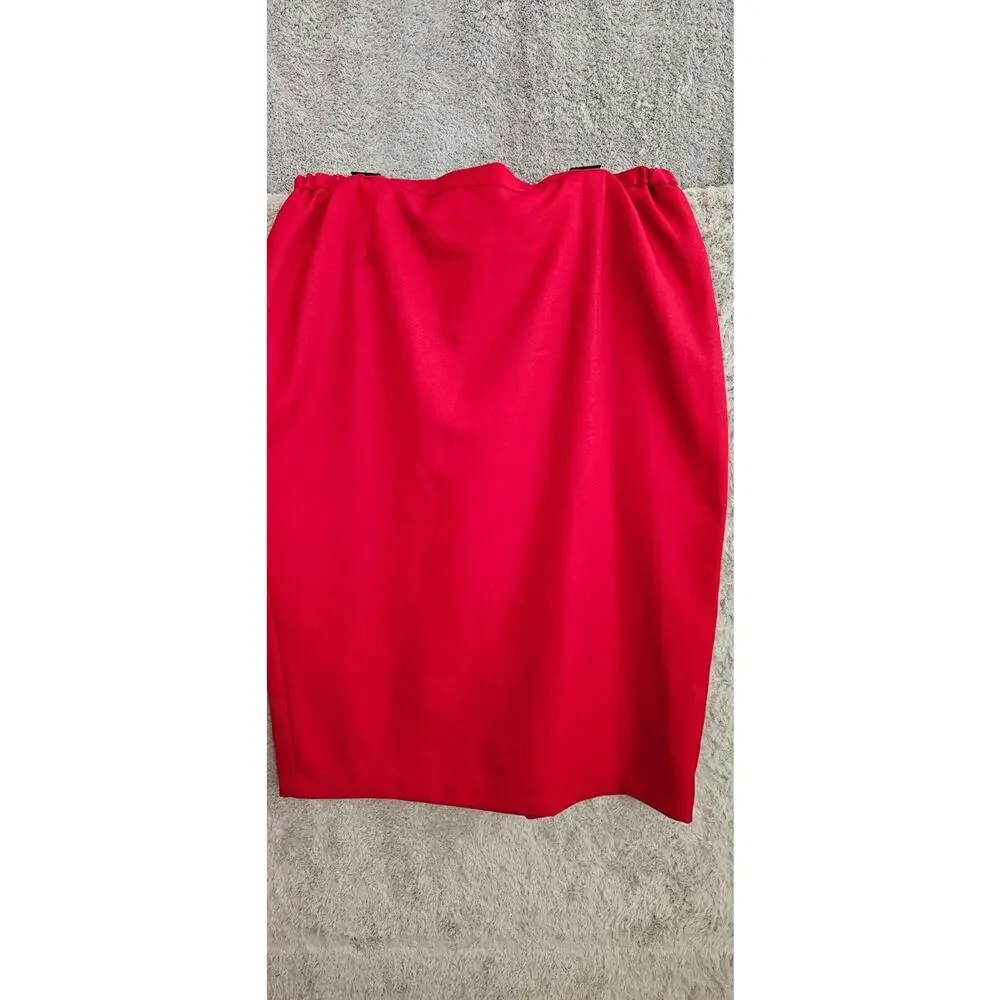 Ben Marc 3 Piece Formal RED Jacket‎ Top & Skirt Church Suit Lace Trim Lined 16 - Picture 2 of 6